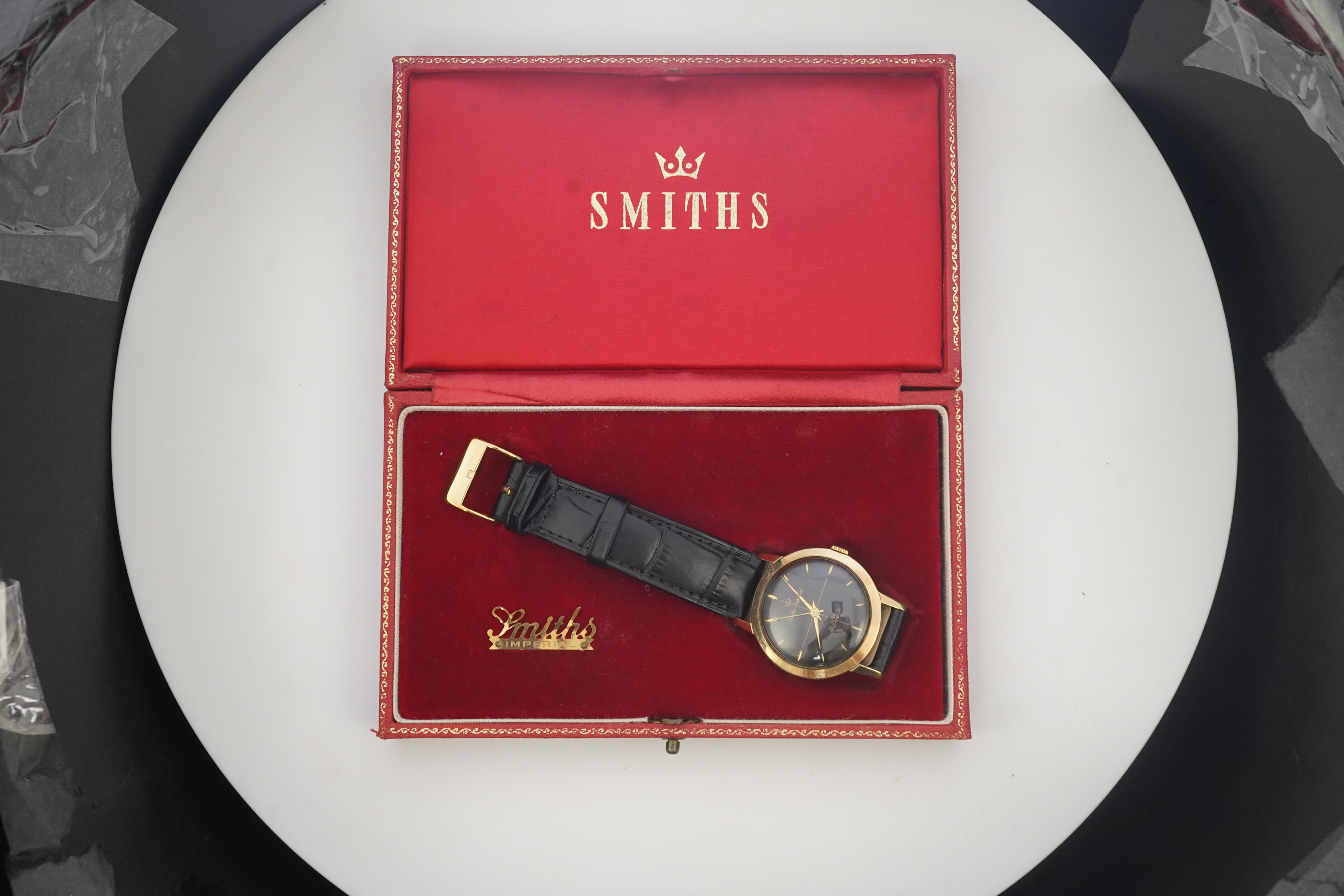 A gentleman's 1950's 9ct gold Smiths Imperial manual wind wrist watch, on a later associated Condor leather strap